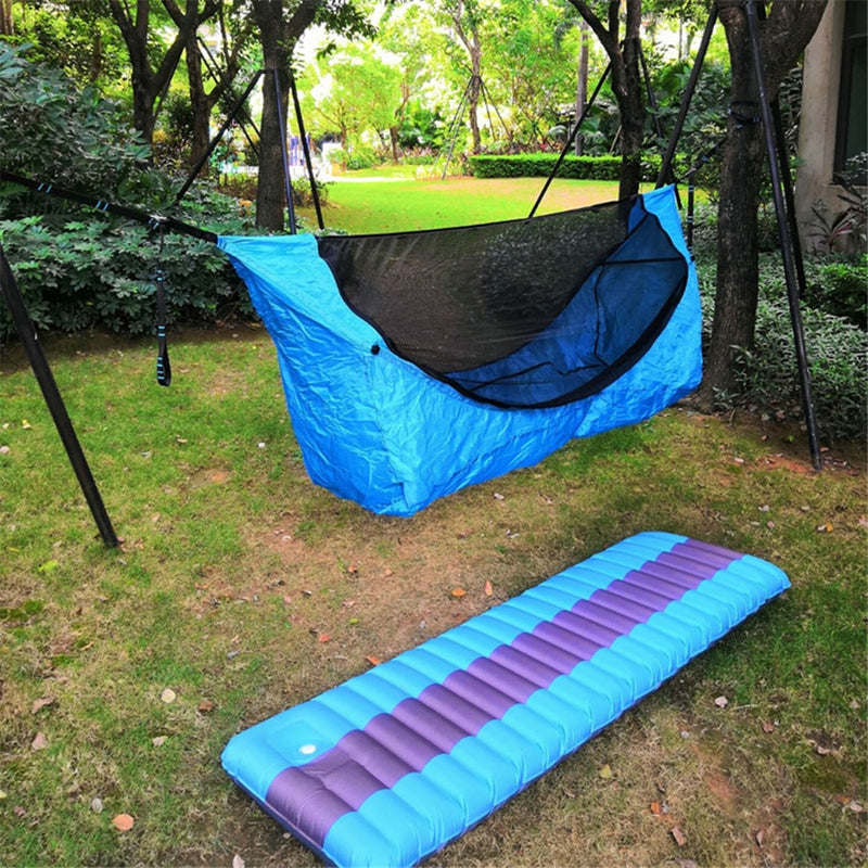 Hamaca de protección solar individual, colchón inflable, mosquitera, juegos de hamacas, patio de casa, viaje de Camping, hamaca antimosquitos