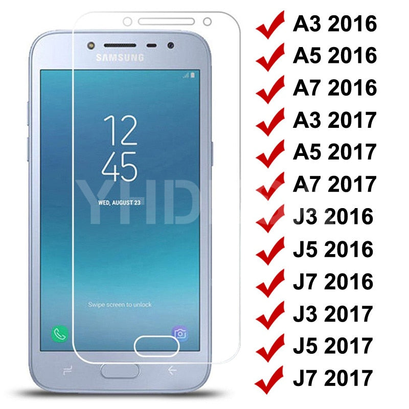 9H Tempered Glass on For Samsung Galaxy S7 A3 A5 A7 J3 J5 J7 2016 2017 J2 J4 J7 Core J5 Prime Screen Protector Protective Glass