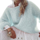 Women Lantern Long Sleeve Sweater Fluffy Mohair Chunky Knit Loose Jumper Tops New 2021