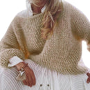 Women Lantern Long Sleeve Sweater Fluffy Mohair Chunky Knit Loose Jumper Tops New 2021