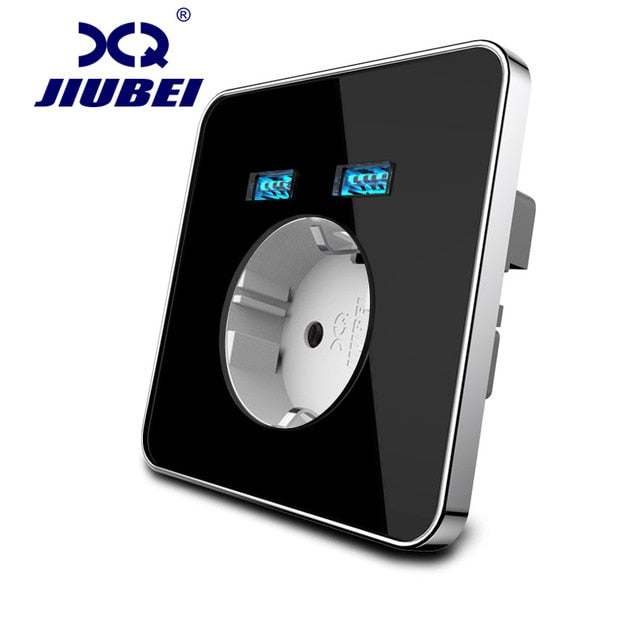 JIUBEI Wandsteckdose EU-Standard-Steckdose mit Dual-Home-USB-Stecker-Ladegerät-Steckdose mit USB-Universalsteckdose