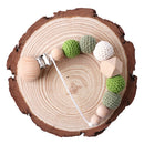 1 STÜCK Baby Schnullerkette Elefant Holzclip Geometrische Häkelperlen Tasche Holz Beißring Winzige Stange Dummy Clips Baby Schnullerhalter