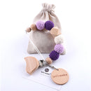 1 STÜCK Baby Schnullerkette Elefant Holzclip Geometrische Häkelperlen Tasche Holz Beißring Winzige Stange Dummy Clips Baby Schnullerhalter