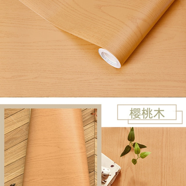Rollo de papel tapiz de vinilo de madera a prueba de agua, papel de pared autoadhesivo, puertas, armario, escritorio, muebles modernos, papel tapiz decorativo W43
