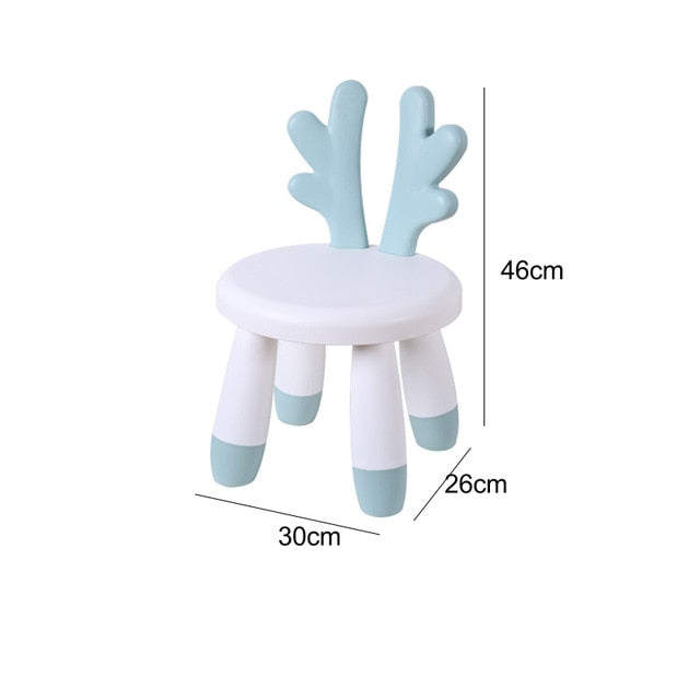 Silla de conejo para niños, silla de comedor gruesa de estilo europeo de plástico PP, taburete de dibujos animados con astas Kawaii para jardín de infancia