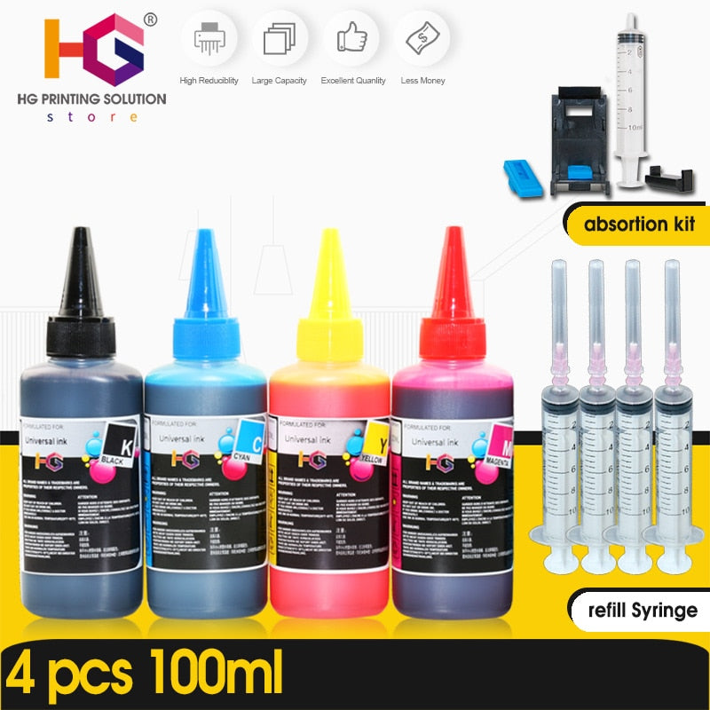 Kit de recarga de tinta HG para Epson, para Canon, para HP, para impresora Brother, tinta CISS e impresoras recargables, tinta de tinte