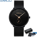 CRRJU Fashion Mens Watches Top Brand Luxury Quartz Watch Men Casual Slim Mesh Steel Waterproof Sport Watch Relogio Masculino