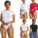 Body Sexy de una pieza Bodycon de manga corta con cuello redondo abierto básico blanco negro rojo monos de mujer Body Top monos ajustados para mujer