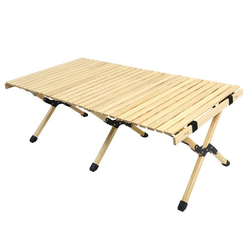 Camping-Klapptisch aus Holz - tragbarer faltbarer Picknicktisch für den Außenbereich, Kuchenrollen-Holztisch, Picknick, Camp, Reisen, Gartengrill