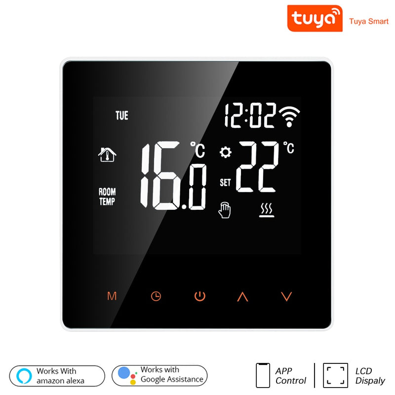 Termostato inteligente WiFi Tuya, pantalla LCD, pantalla táctil para calefacción de suelo eléctrico, controlador remoto de temperatura de caldera de agua/Gas