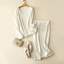 2021 lujo 100% Cachemira cuello pico suéter y falda conjunto Otoño Invierno estilos prendas de punto para mujeres