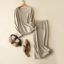 2021 lujo 100% Cachemira cuello pico suéter y falda conjunto Otoño Invierno estilos prendas de punto para mujeres