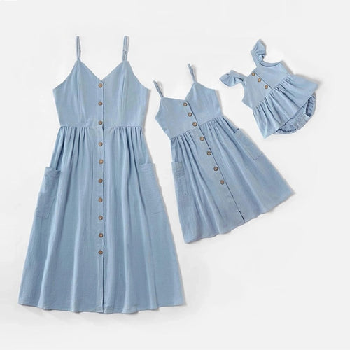 Tank Mother Daughter Dress Family Matching Clothes Look Mom Baby Mommy and Me Dresses Clothes Woman & Kid Girls Toddlers Outfits