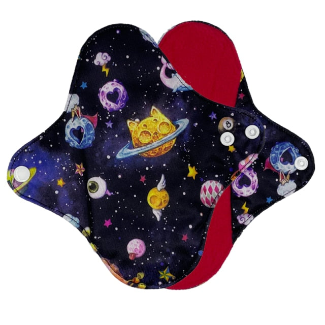 reusable cloth pads for periods, red micro-fleece inner menstrual pad with wings, 4 sizes women sanitary day and night pads