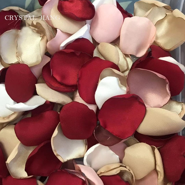 100 unids/bolsa pétalos de rosa de seda artificiales pétalos de satén seda para bodas seda hecha a mano pétalos de rosa de satén suave