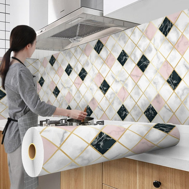 Papel tapiz de 60X300cm de estilo moderno de dibujos animados para cocina, sala de estar, escritorio, muebles impermeables, papel autoadhesivo, decoración del hogar