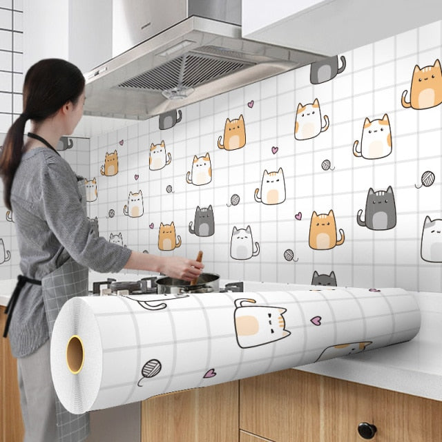 60X300cm Tapete Cartoon Moderner Stil Für Küche Wohnzimmer Desktop Wasserdicht Möbel Selbstklebendes Papier Heimdekoration