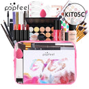 POPFEEL All-in-One-Make-up-Kit (Lidschatten, LiGloss, Lippenstift, Pinsel, Augenbrauen, Concealer) Beauty-Kosmetiktasche