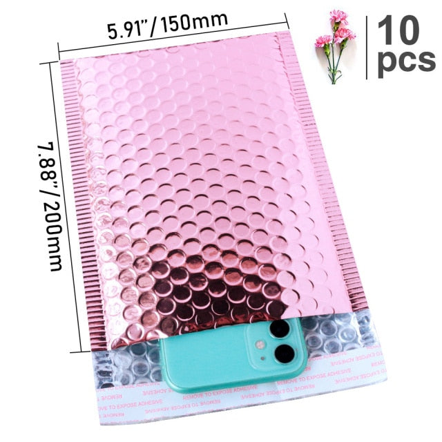 10pcs 15x20+4cm Rose Gold Bubble Envelop/Rose Gold Foil Bubble Mailer for Gift Packaging & Wedding Favor Bag&Mailing Envelopes