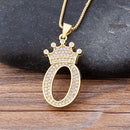 New Luxury Copper Zircon A-Z Crown Alphabet Pendant Chain Necklace Punk Hip-Hop Style Fashion Woman Man Initial Name Jewelry