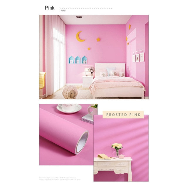 PVC Waterproof Self Adhesive Decorative Film Refurbished Bedroom Wallpaper Kid Room Decal Old Furniture Pure Color Wall Stickers