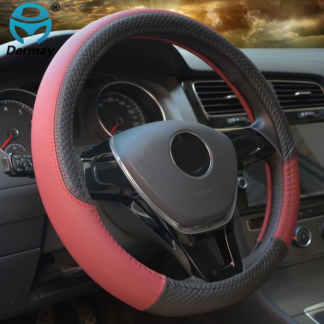 9 Color Sport Auto Steering Wheel Covers Anti-Slip Leather Car Steering-wheel Cover Car-styling Anti-catch Holder Protor