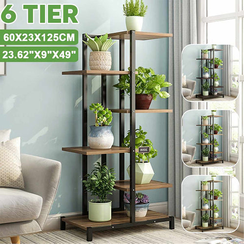 Dropshipping VIP Link Bücherregal aus Eisen mit 6 Ebenen, Pflanzenregal, Blumenständer, Ausstellungsregal, 60 x 23 x 125 cm