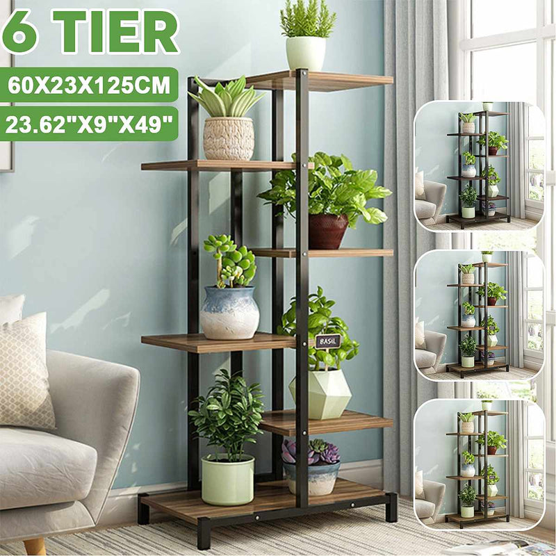 Dropshipping VIP Link 6 niveles estantería de madera de hierro estante de plantas soportes de flores estante de exhibición 60x23x125cm
