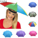 YADA Outdoor Umbrella Hat Novelty Foldable Sun&Rainy Day Hands Free Rainbow Folding & Waterproof Multicolor Hat Cap Stock YS0018