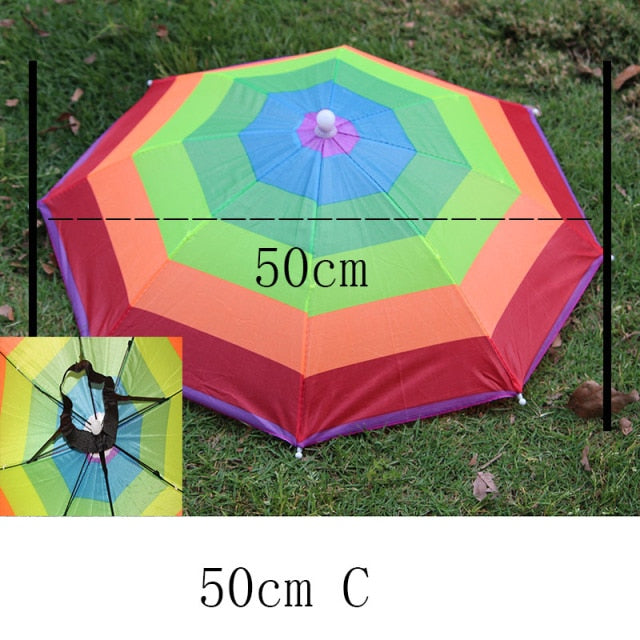 YADA Regenschirm-Hut für den Außenbereich, Neuheit, faltbar, für Sonne und Regen, Hände frei, Regenbogen, faltbar und wasserdicht, mehrfarbig, Hut, Kappe, Lager YS0018