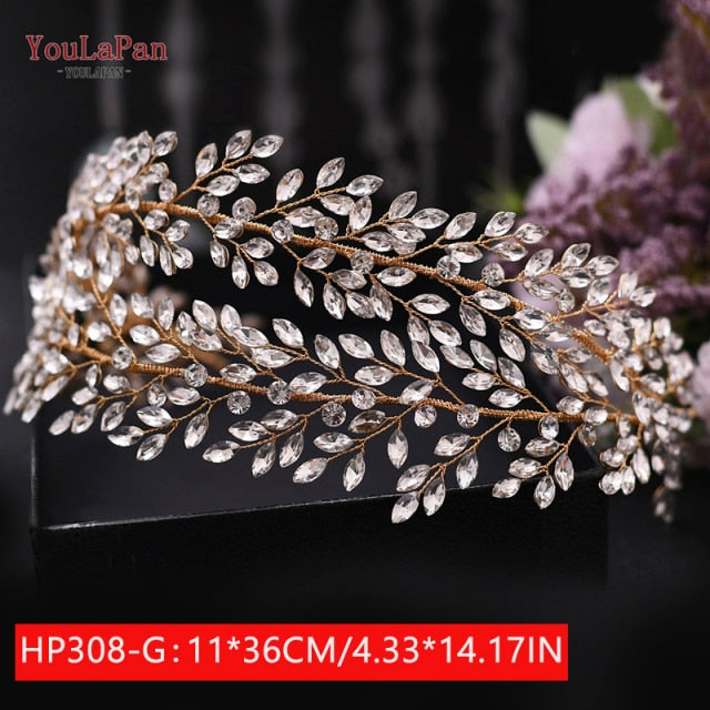 YouLaPan HP240, corona de novia con diamantes plateados, accesorios para el cabello de boda, tocado de novia, diadema de diamantes de imitación para mujer, tocado