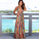 Women's Sling Floral Long Dresses arrival Summer Boho V-Neck Sleeveless  Party Beach Floarl Print  Maxi Dress Casual Sundress