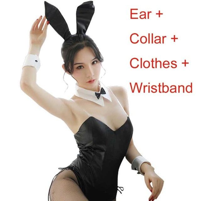 Seishun Buta Yarou wa Bunny Girl Senpai no Yume wo Minai Cosplay Disfraz de Halloween para niñas Sexy Cute Bunny Faux Leather Rabbit
