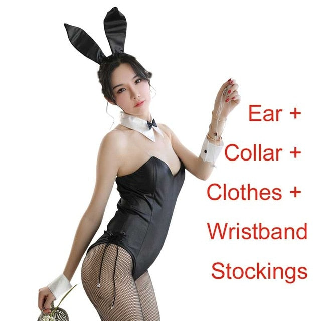 Seishun Buta Yarou wa Bunny Girl Senpai no Yume wo Minai Cosplay Disfraz de Halloween para niñas Sexy Cute Bunny Faux Leather Rabbit