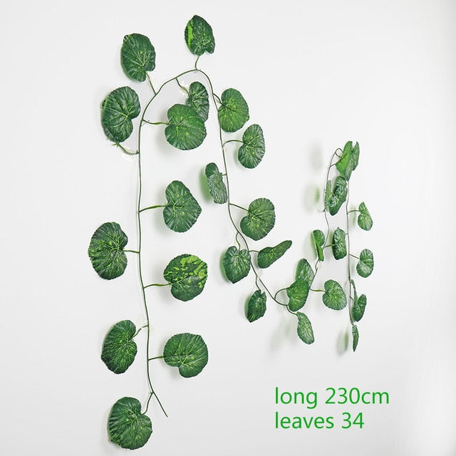 230cm seda verde colgante artificial hojas de hiedra plantas hojas de vid 1 Uds diy para la decoración del baño del hogar decoración de fiesta de jardín