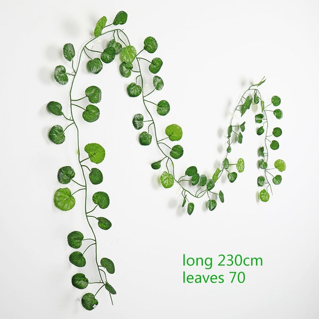 230 cm grüne Seide künstliche hängende Efeublätter Pflanzen Reben Blätter 1 Stück DIY für Zuhause Badezimmer Dekoration Garten Party Dekor