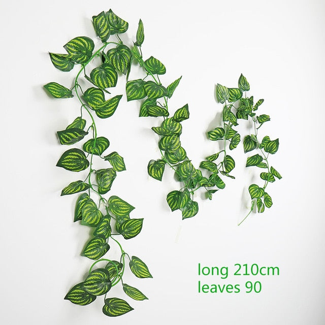 230cm seda verde colgante artificial hojas de hiedra plantas hojas de vid 1 Uds diy para la decoración del baño del hogar decoración de fiesta de jardín