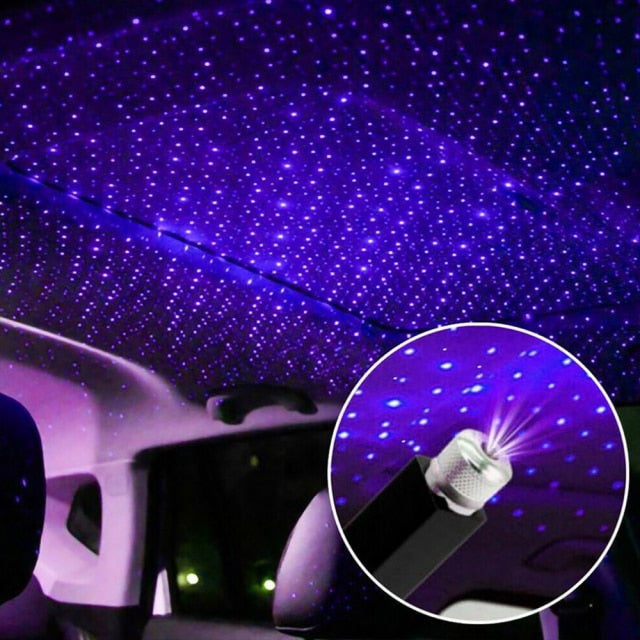 Mini proyector de luz LED de noche para techo de coche, lámpara de galaxia de ambiente, lámpara decorativa USB, luz de decoración Interior de coche ajustable