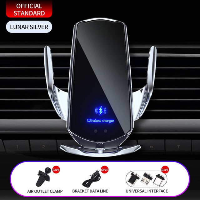 Automatic 15W Qi Car Wireless Charger for iPhone 12 11 XS XR X 8 Samsung S20 S10 Magnetic USB Infrared Sensor Phone Holder Mount