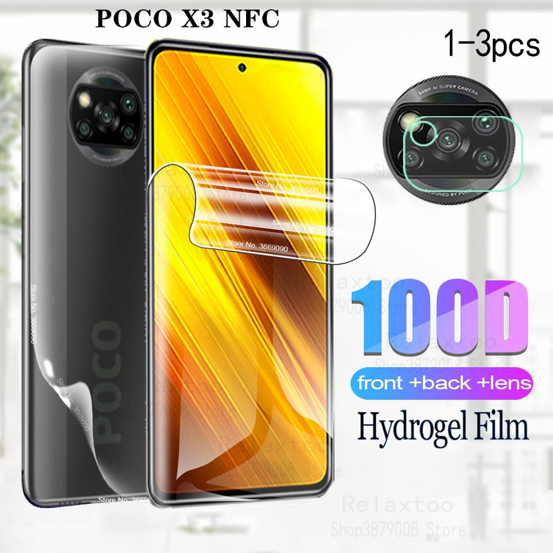 Hydrogel Film For XIAOMI POCO X3 NFC Screen Protector For xiaomi pocophone x3 x 3 Back Film pocox3 Camera Phone Protective Film