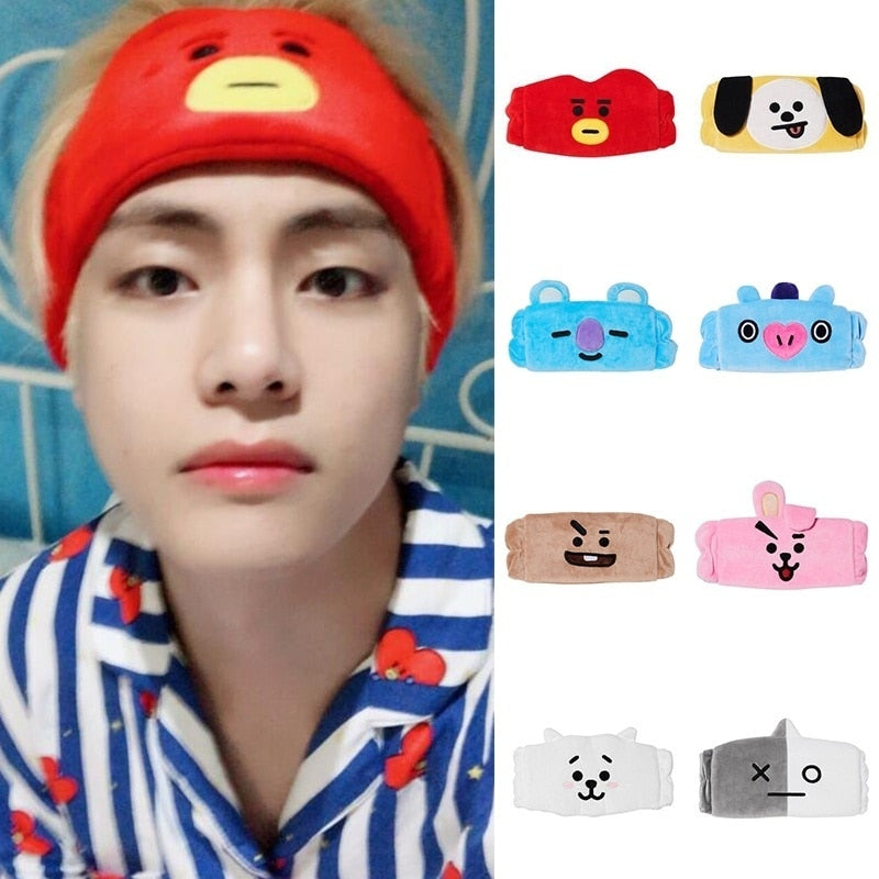 Kpop Plush Hairband Bangtan Boy Groups Plush Headband For Girls Face Washing Clean Makeup Tool Peluches Toys Hot Sale