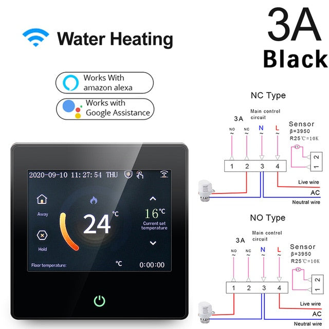 Tuya WiFi Smart Thermostat, Heiztemperaturregler mit LED-Touchscreen in Celsius/Fahrenheit, funktioniert mit Alexa Google Home