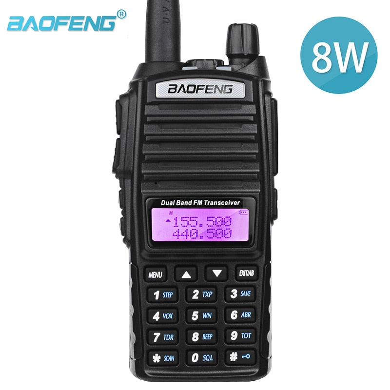 BaoFeng UV 82 Real 8W Alta potencia Banda dual Radio HAM bidireccional 136-174mhz (VHF) 400-520mhz (UHF) Aficionado (Ham) Portátil
