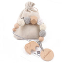 1 STÜCK Baby Schnullerkette Elefant Holzclip Geometrische Häkelperlen Tasche Holz Beißring Winzige Stange Dummy Clips Baby Schnullerhalter