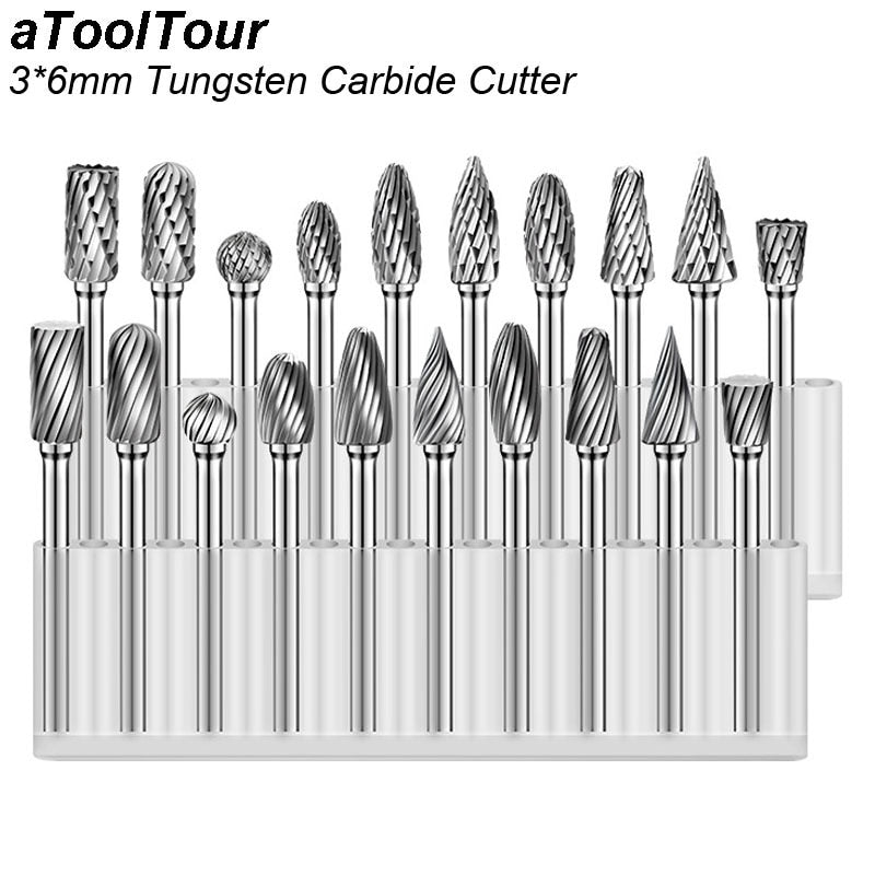3*6mm Metal Drawing Tungsten Carbide Milling Cutter Rotary Tool Burr CNC Engraving Abrasive Tools Metalworking Milling Polishing