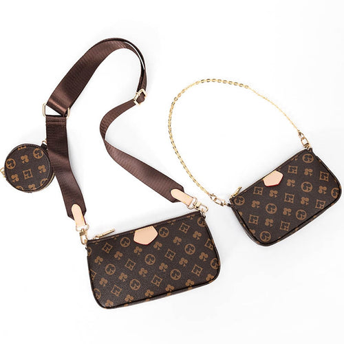 Famous Brand Designer 3-IN-1 Messenger Bag Satchel Leather Floar Crossbody Bag Handbag Tote Clutch New Shoulder Bag Classic Hobo