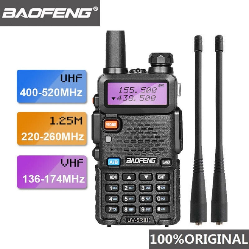 2021 Baofeng UV-5R III Tri-Band Doppelantenne Walkie Talkie VHF 136-174 MHz/220-260 MHz &amp; UHF 400-520 MHz Amateurfunk-Scanner UV5R UV 5R