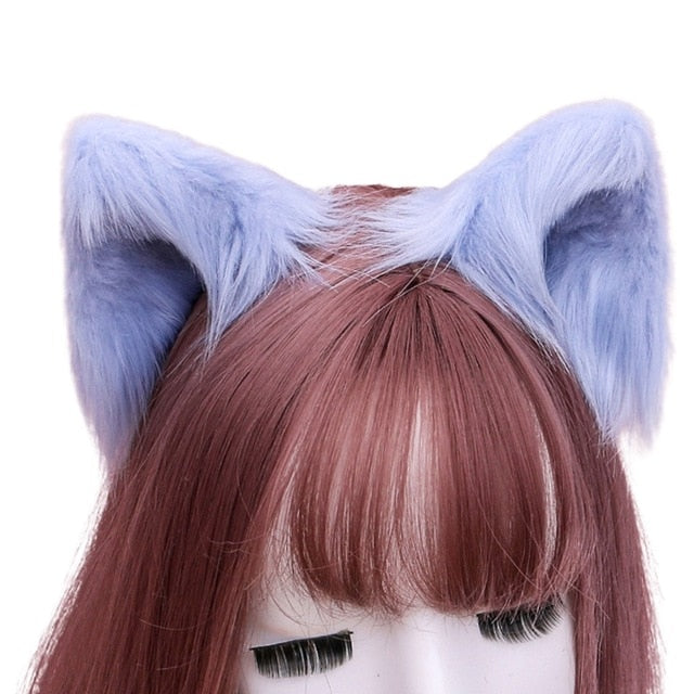 Lovely Furry Animal Beast Ears Hair Clip Anime Lolita Wolf Cat Cosplay Hairpins X7YA