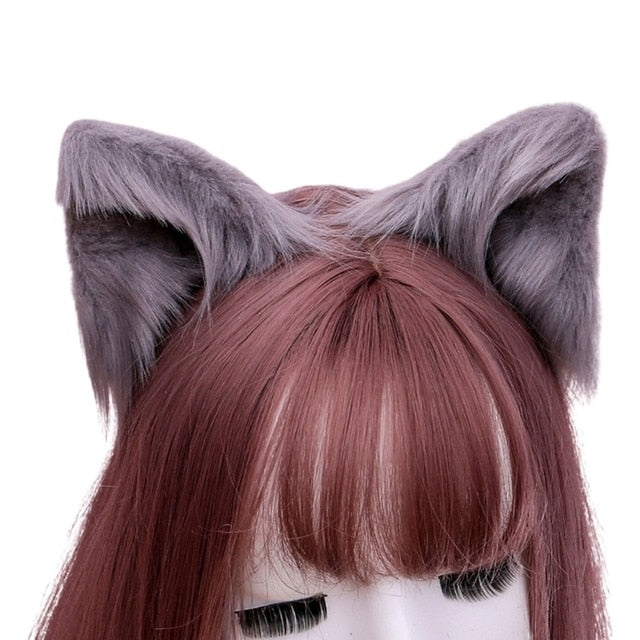 Lovely Furry Animal Beast Ears Hair Clip Anime Lolita Wolf Cat Cosplay Hairpins X7YA