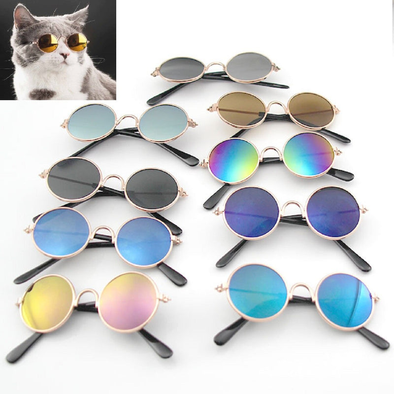 Productos para mascotas Encantadoras gafas de sol redondas Vintage para gatos, gafas reflectantes para ojos, gafas para perros pequeños, gatos, fotos de mascotas, accesorios